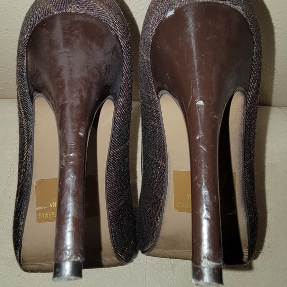 Womens brown plaid heels - Picture 7 of 9